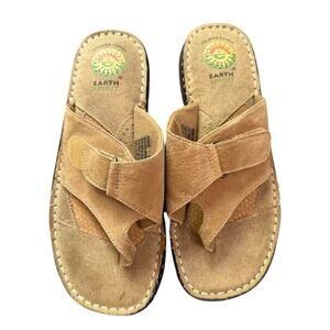 NEW- NWOT Earth Spirit Tan Leather Slide Sandals Size 7